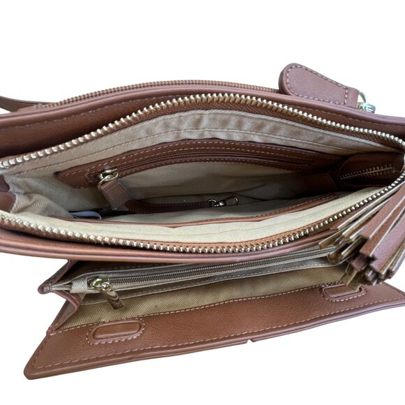 The Danbury Mint Women Brown Faux Leather Studded The Personalized Crossbody Bag - Picture 4 of 16